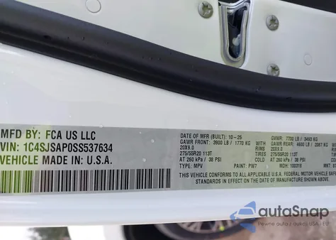 2025 Jeep Wagoneer L Series I 4X4 из США, поврежденный, VIN 1C4SJSAP0SS537634